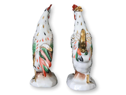 Antique French Porcelain Rooster & Hen