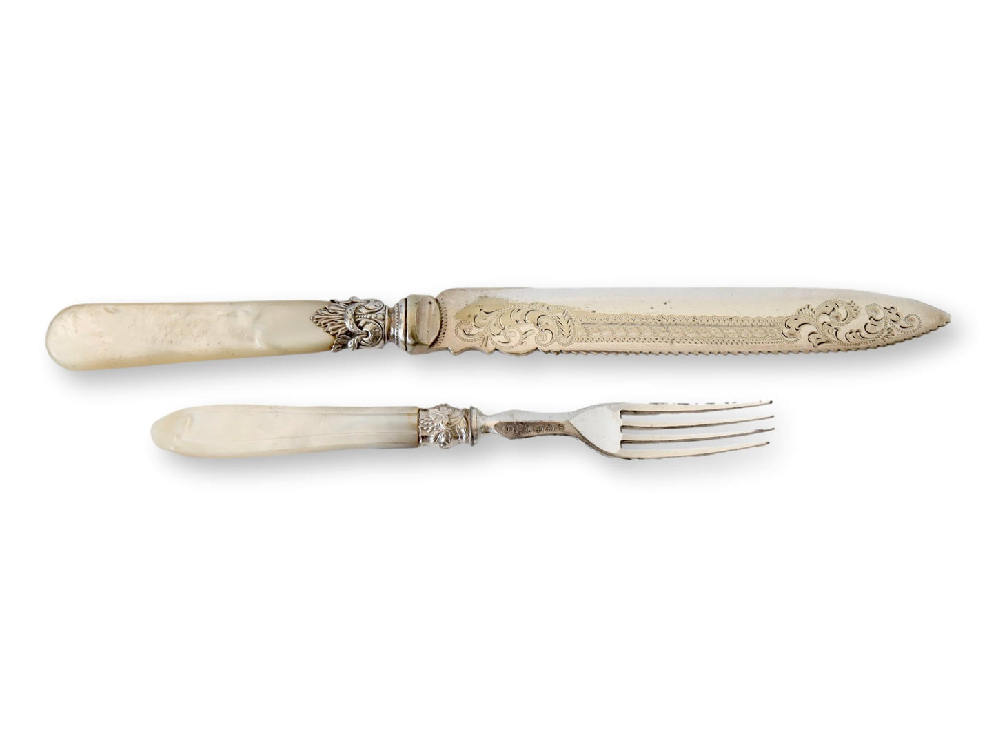 Antique Pearl Handle Cake Knife & Forks