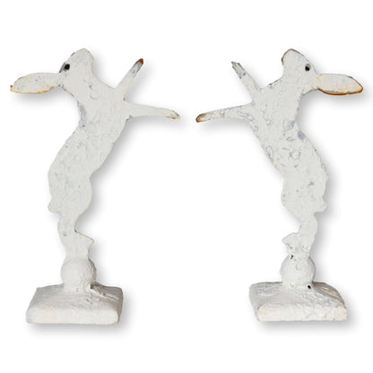 English Salvaged Metal Boxing Rabbits