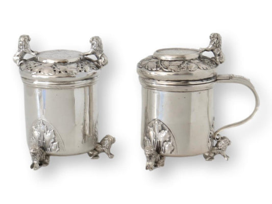 1890s Marius Hammer Silver Salt & Pepper w/Lions