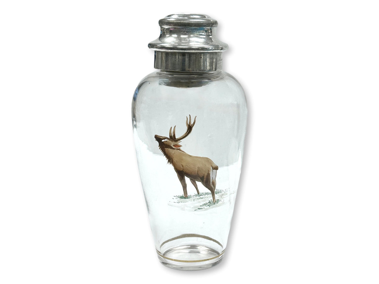English Cocktail Shaker w/Enameled Elk