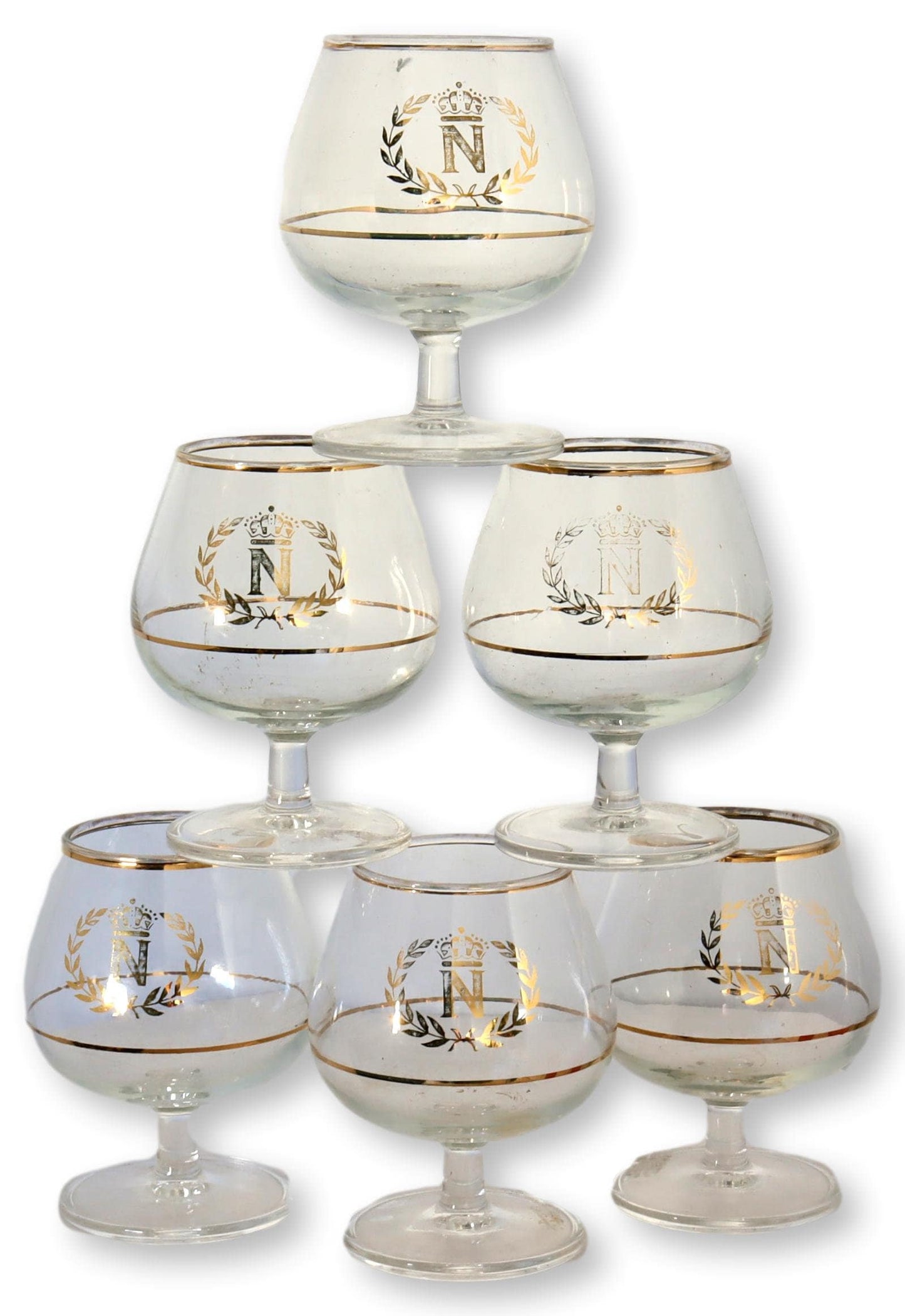 Midcentury Napoleon Cognac / Brandy Glasses, Set of Six