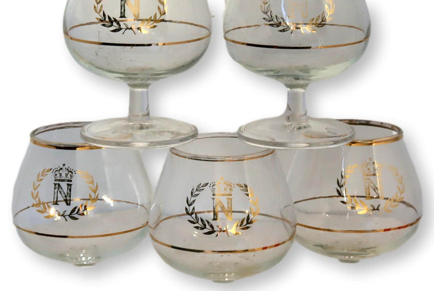 Midcentury Napoleon Cognac / Brandy Glasses, Set of Six