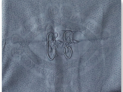 Antique French Blue Linen Tablecloth