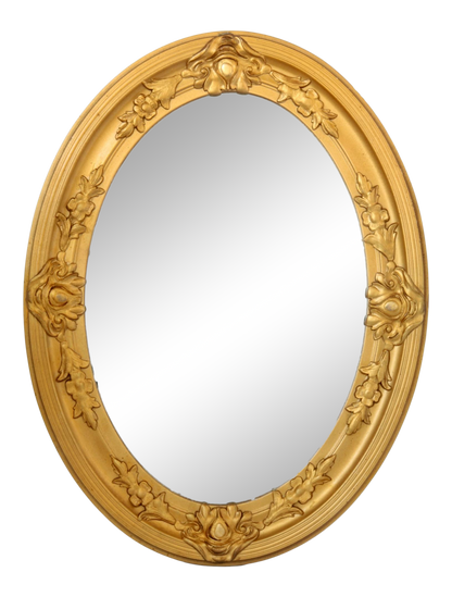 24.5" Midcentury Gold Oval Wall Mirror